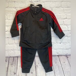 Adidas 12M track suit toddler black red